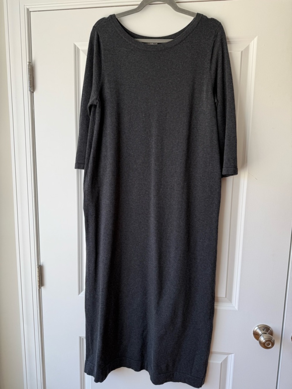 J.Jill Dark Gray Sweater Dress, Silk Blend, Large